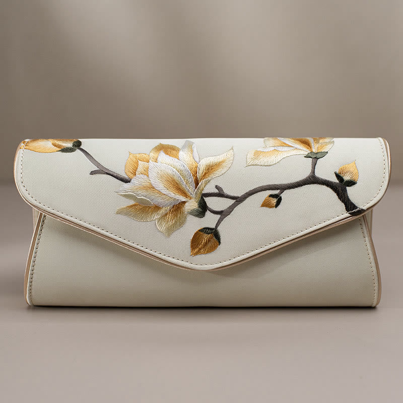 Buddha Stones Magnolia Su Geborduurde Trouwtas Portemonnee Handtas Schoudertas (crossbody) - Magnolia Champagne (Medium) 24*12*5,5 cm - image 8