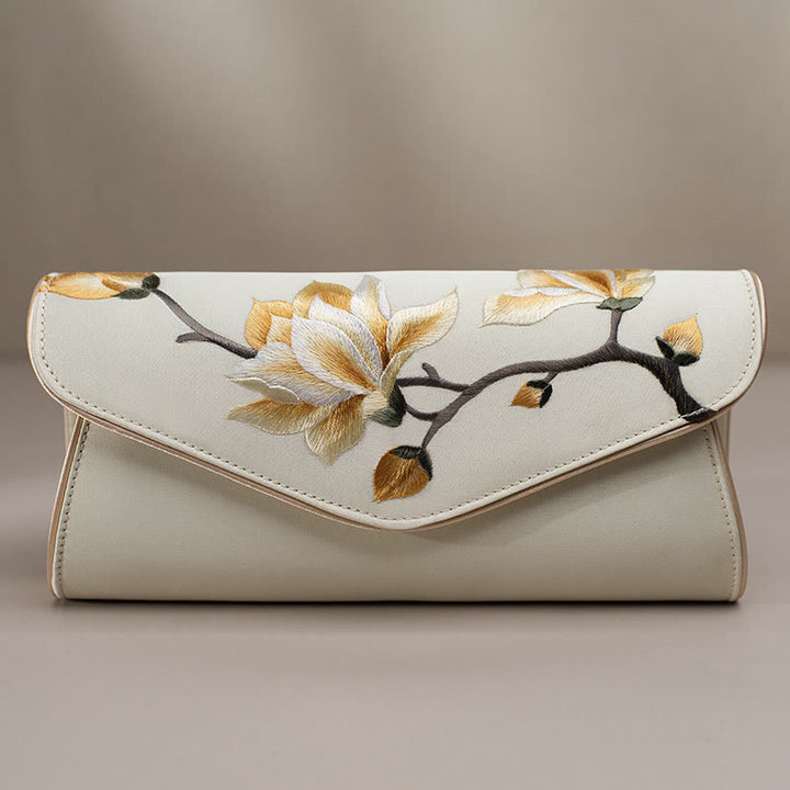 Buddha Stones Magnolia Su Geborduurde Trouwtas Portemonnee Handtas Schoudertas (crossbody) - Magnolia Champagne (Medium) 24*12*5,5 cm - image 8