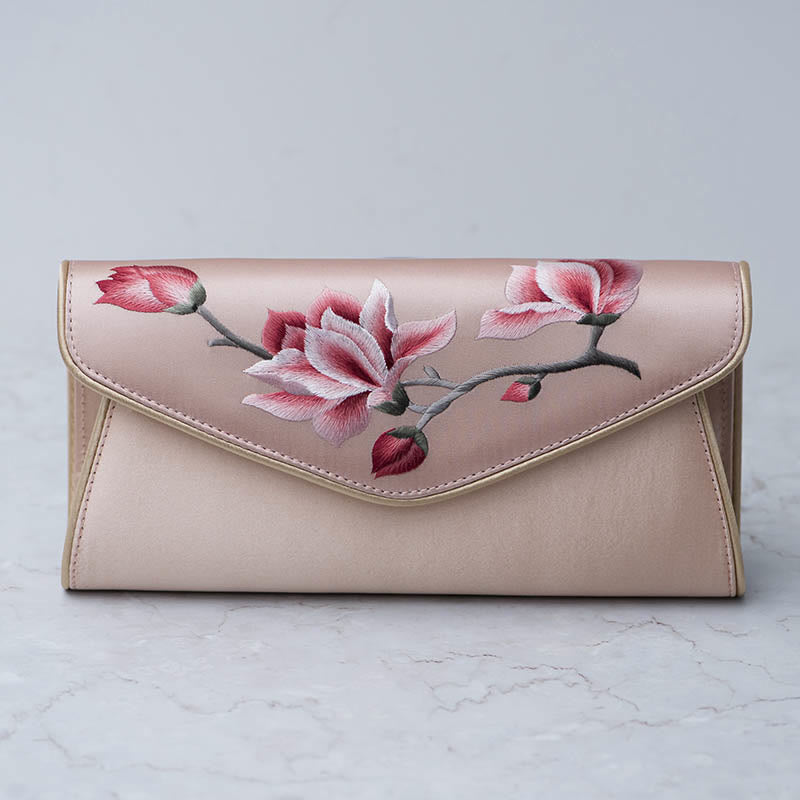 Buddha Stones Magnolia Su Geborduurde Trouwtas Portemonnee Handtas Schoudertas (crossbody) - Magnolia Pink (Medium) 24*12*5,5cm - image 10