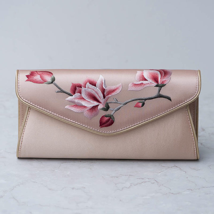 Buddha Stones Magnolia Su Geborduurde Trouwtas Portemonnee Handtas Schoudertas (crossbody) - Magnolia Pink (Medium) 24*12*5,5cm - image 10