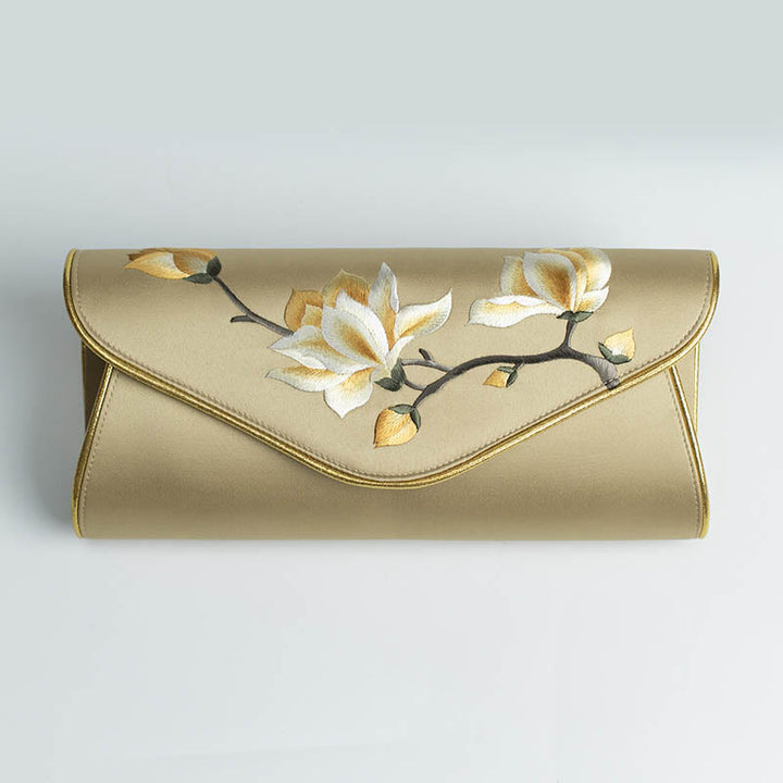 Buddha Stones Magnolia Su Geborduurde Trouwtas Portemonnee Handtas Schoudertas (crossbody) - Magnolia Goud (Groot) 28*14*8cm - image 14