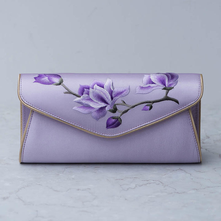 Buddha Stones Magnolia Su Geborduurde Trouwtas Portemonnee Handtas Schoudertas (crossbody) - Magnolia Lichtpaars (Medium) 24*12*5,5 cm - image 24