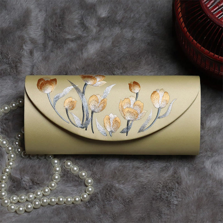 Buddha Stones Tulpenborduurwerk Trouwtas Portemonnee Handtas Schoudertas (crossbody) - Goud (Tulp) 24*5,5*11 cm - image 2