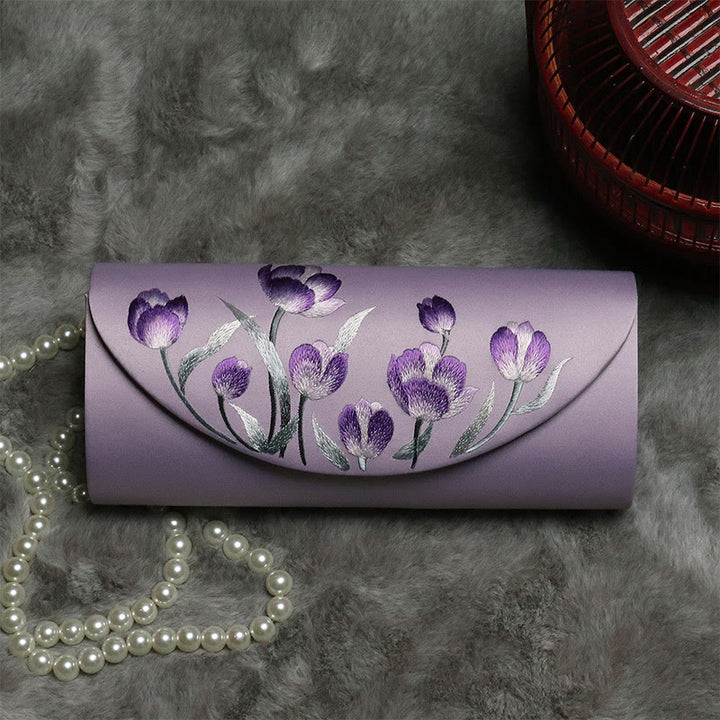 Buddha Stones Tulpenborduurwerk Trouwtas Portemonnee Handtas Schoudertas (crossbody) - Rookpaars (Tulp) 24*5,5*11 cm - image 4
