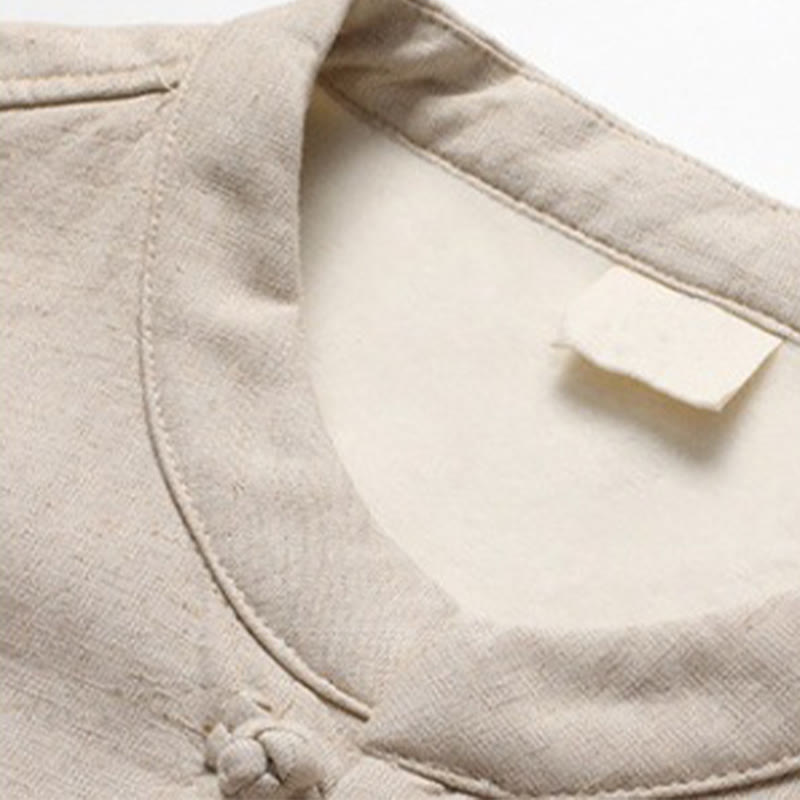Buddha Stones Effen Tang-pak, traditioneel uniform met fleecevoering, top met Lange mouw en broek, herenset - image 1