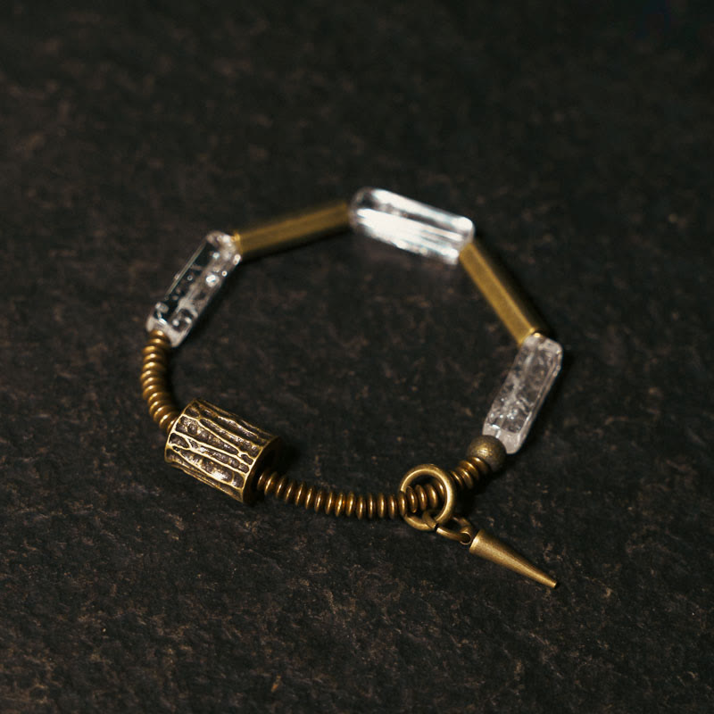 Buddha Stones Koperen vierkante Armband met witte kristallen voor geluk - image 0
