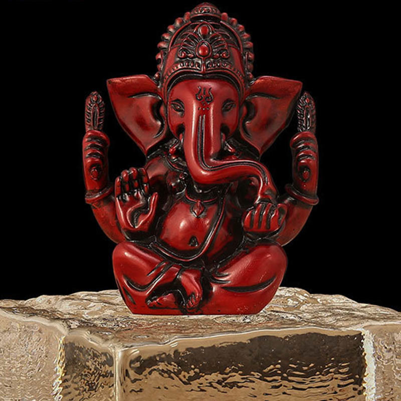 Buddha Stones Ganesh Ganpati Olifantenbeeld Transformatie Huisdecoratie van Hars - Rode Ganesh - 8,5*5*11,5 cm - image 11