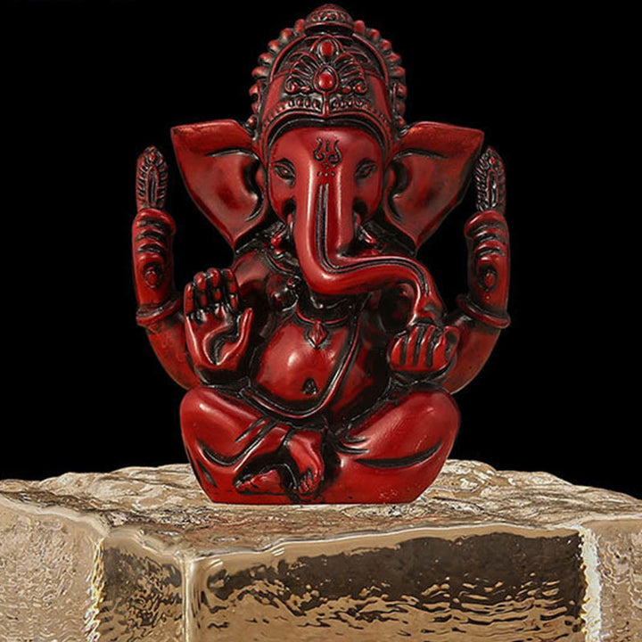 Buddha Stones Ganesh Ganpati Olifantenbeeld Transformatie Huisdecoratie van Hars - Rode Ganesh - 8,5*5*11,5 cm - image 11
