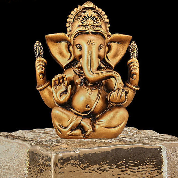 Buddha Stones Ganesh Ganpati Olifantenbeeld Transformatie Huisdecoratie van Hars - Bronzen Ganesh - 8,5*5*11,5 cm - image 10