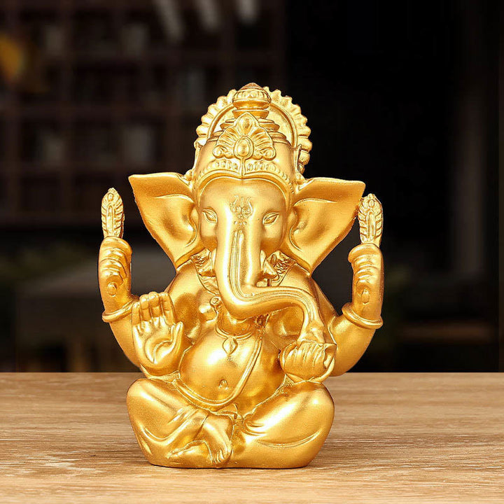 Buddha Stones Ganesh Ganpati Olifantenbeeld Transformatie Huisdecoratie van Hars - Gouden Ganesh - 8,5*5*11,5 cm - image 0