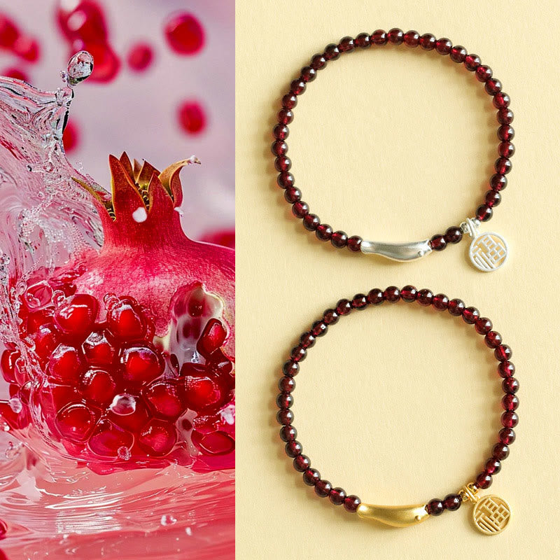 Buddha Stones Granaat 925 Sterling Zilveren Vis Fu Karakter Armband - image 13