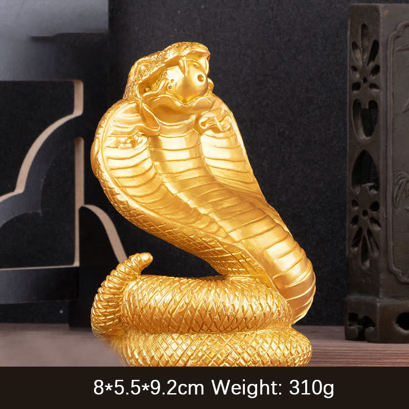 Buddha Stones Jaar van de Slang Koperen Munten Bal Rijkdom Hars Beeldje Woondecoratie - Gouden slang 7*6*11cm - image 7