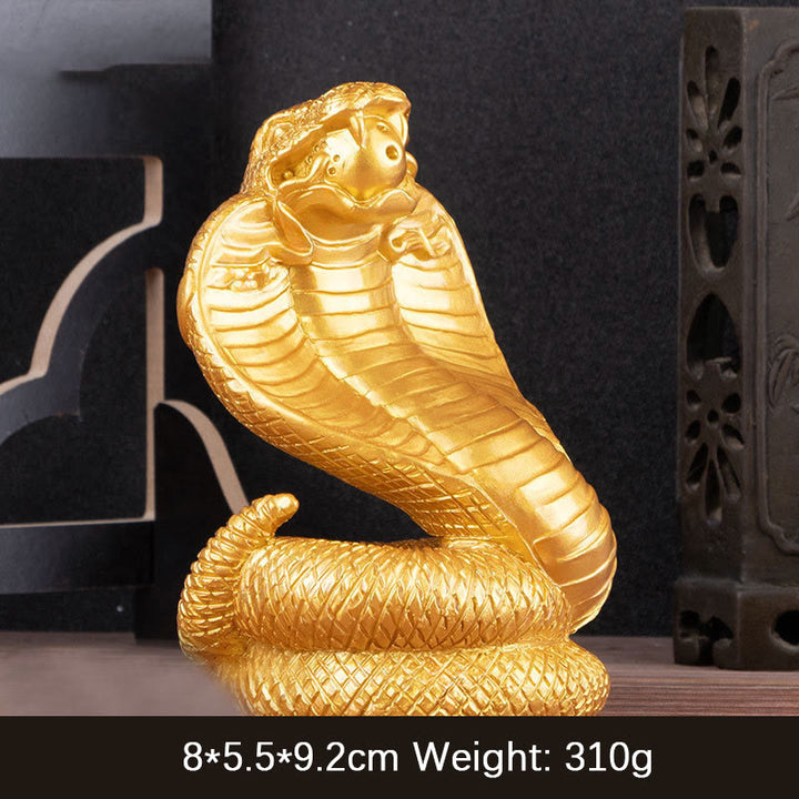 Buddha Stones Jaar van de Slang Koperen Munten Bal Rijkdom Hars Beeldje Woondecoratie - Gouden slang 7*6*11cm - image 7