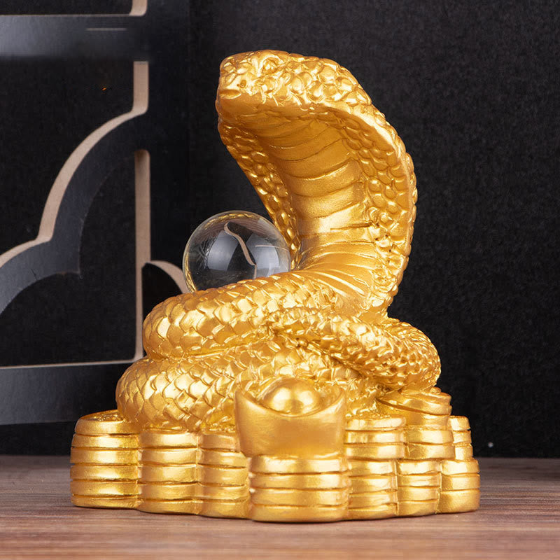 Buddha Stones Jaar van de Slang Koperen Munten Bal Rijkdom Hars Beeldje Woondecoratie - image 0