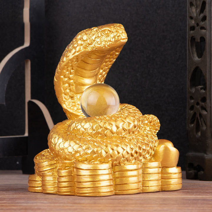 Buddha Stones Jaar van de Slang Koperen Munten Bal Rijkdom Hars Beeldje Woondecoratie - image 4