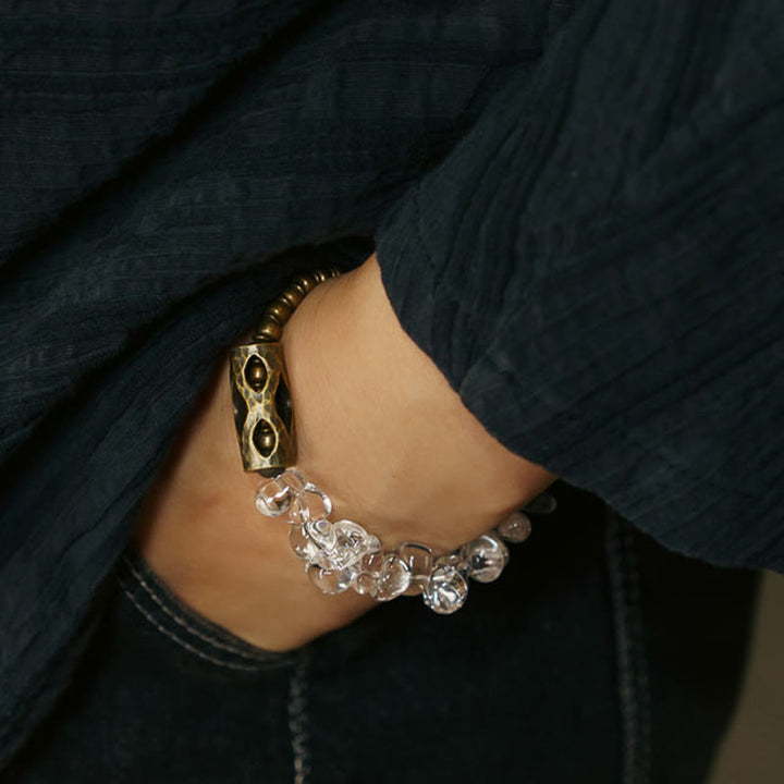 Buddha Stones Armband met onregelmatige witte kristallen en koperen helderheid - image 8