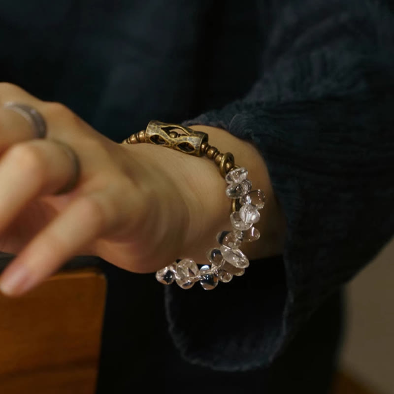 Buddha Stones Armband met onregelmatige witte kristallen en koperen helderheid - image 9