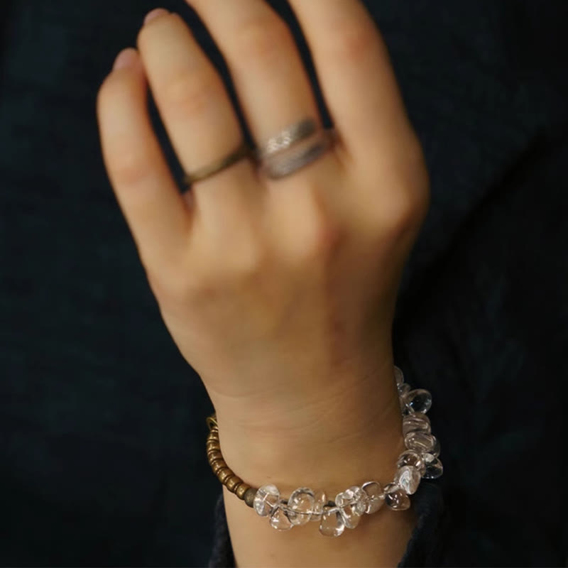 Buddha Stones Armband met onregelmatige witte kristallen en koperen helderheid - image 3