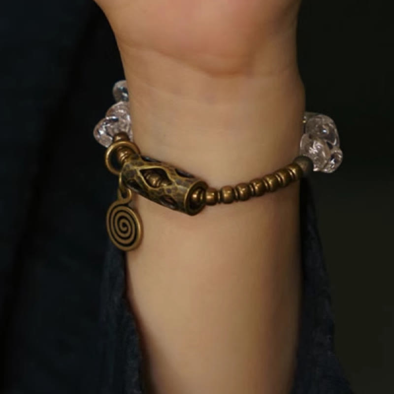 Buddha Stones Armband met onregelmatige witte kristallen en koperen helderheid - image 10