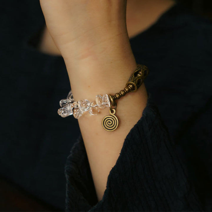 Buddha Stones Armband met onregelmatige witte kristallen en koperen helderheid - image 4