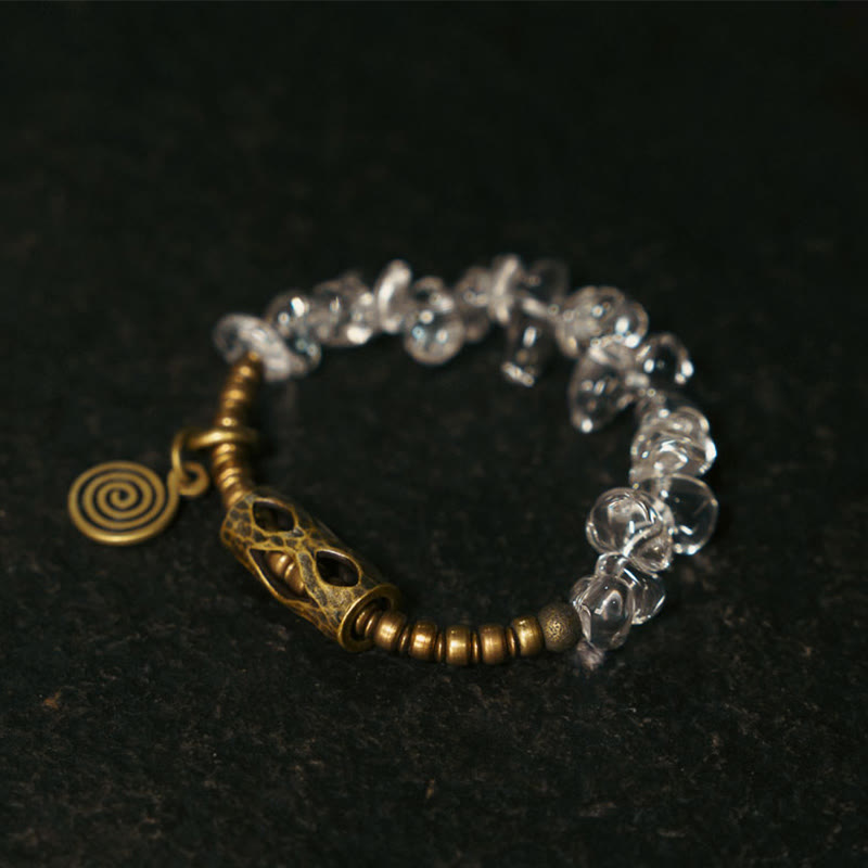 Buddha Stones Armband met onregelmatige witte kristallen en koperen helderheid - image 1