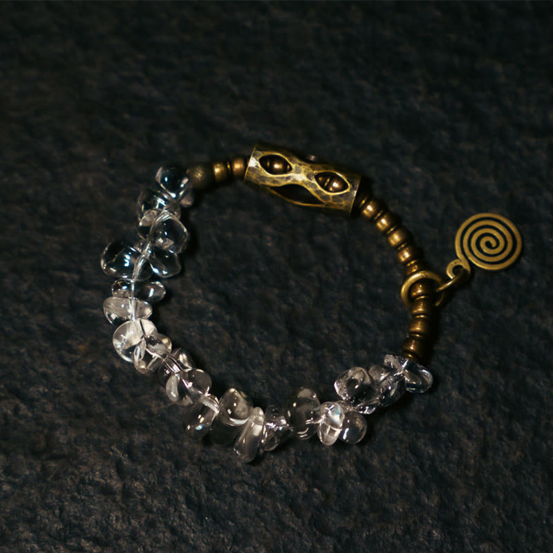 Buddha Stones Armband met onregelmatige witte kristallen en koperen helderheid - image 2