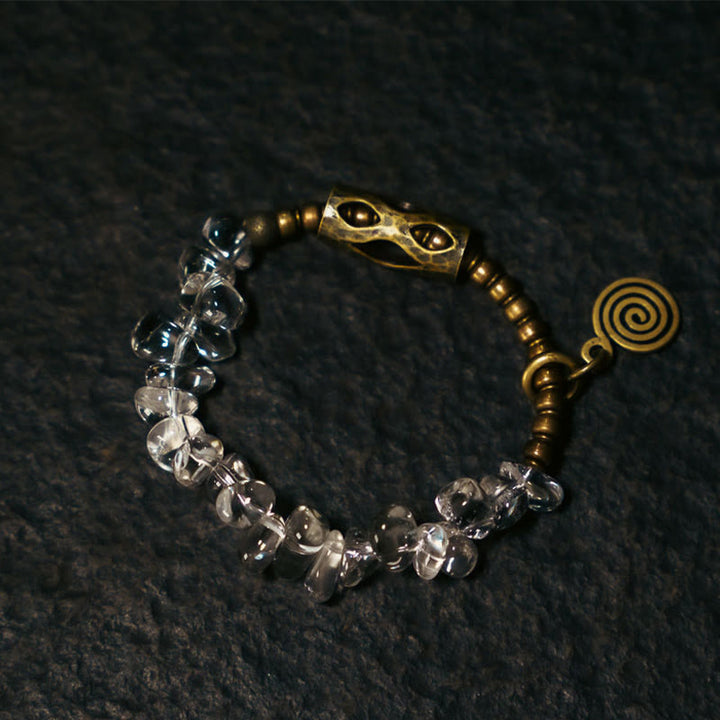 Buddha Stones Armband met onregelmatige witte kristallen en koperen helderheid - image 2