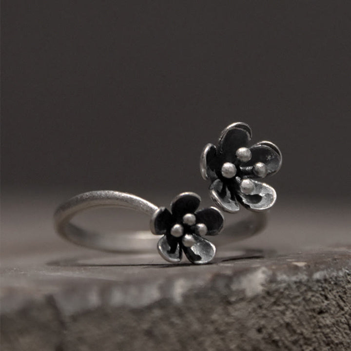 Buddha Stones Ring met bloemen van 925 sterling zilver - 925 Sterling zilver (Omtrek: 46,9 mm) - image 0