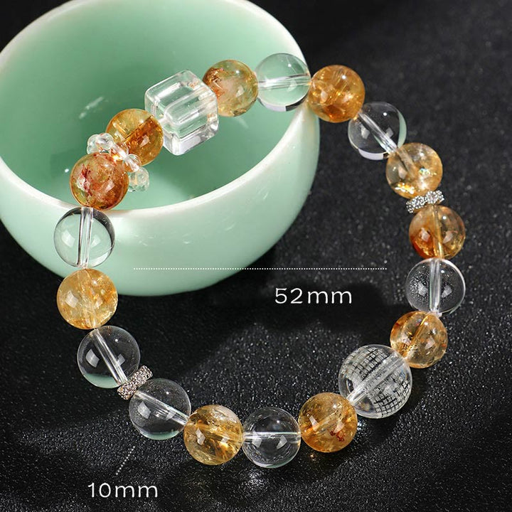 Buddha Stones Armband met natuurlijke citrien, parel en topaas, witte kristallen - Witte topaaskristal (Polsomtrek: 14-15 cm) - image 9