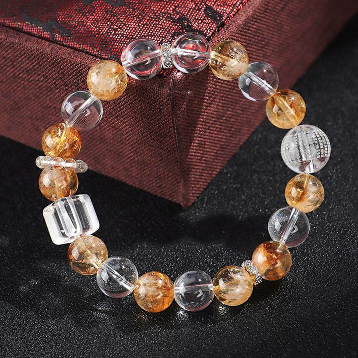 Buddha Stones Armband met natuurlijke citrien, parel en topaas, witte kristallen - image 12