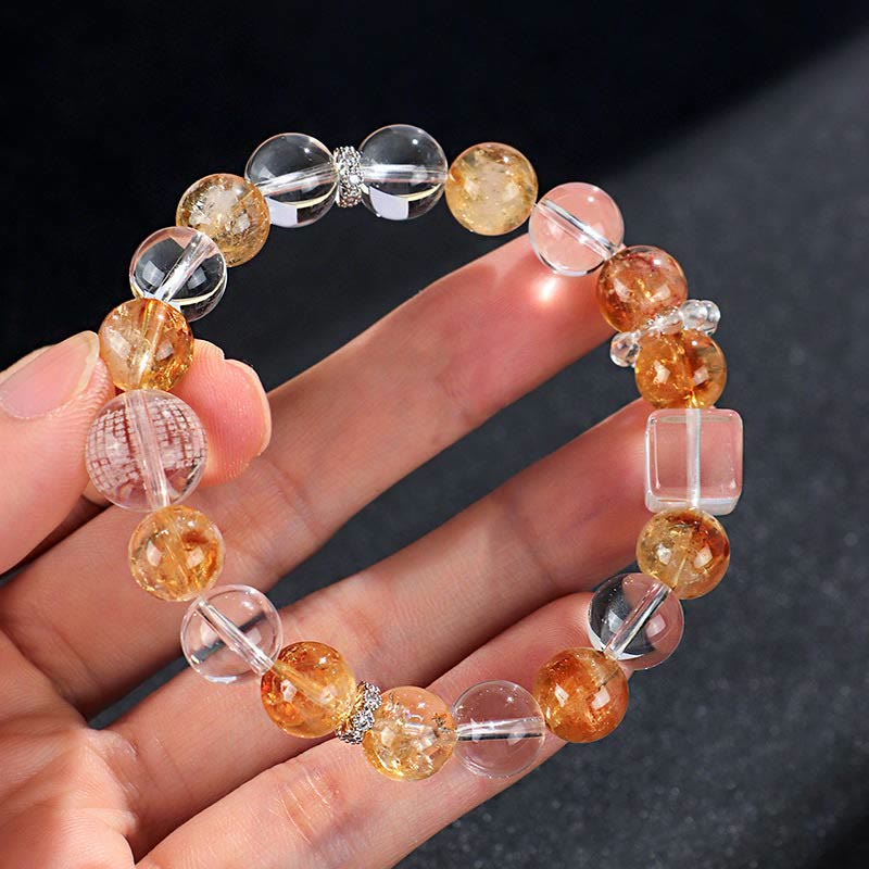 Buddha Stones Armband met natuurlijke citrien, parel en topaas, witte kristallen - image 13