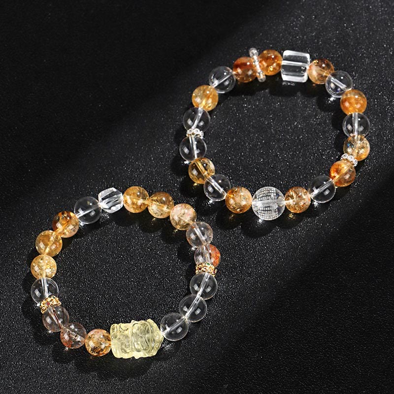 Buddha Stones Armband met natuurlijke citrien, parel en topaas, witte kristallen - image 15