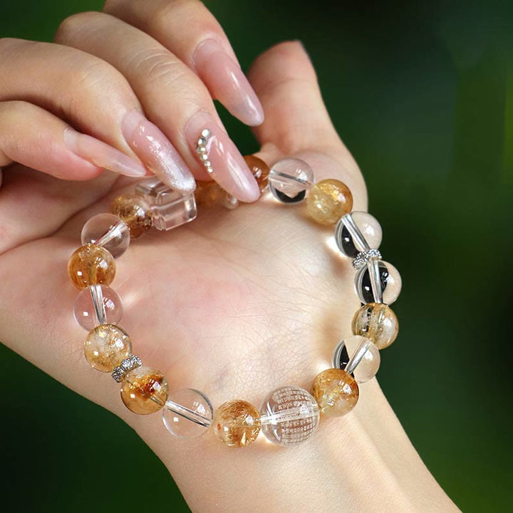 Buddha Stones Armband met natuurlijke citrien, parel en topaas, witte kristallen - image 14