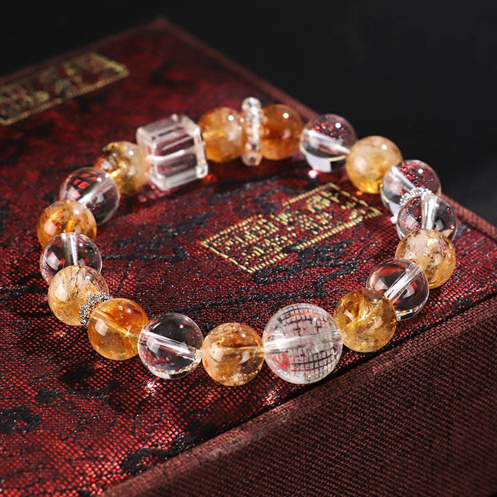 Buddha Stones Armband met natuurlijke citrien, parel en topaas, witte kristallen - image 10