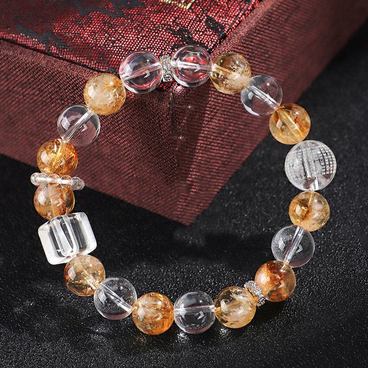 Buddha Stones Armband met natuurlijke citrien, parel en topaas, witte kristallen - image 11