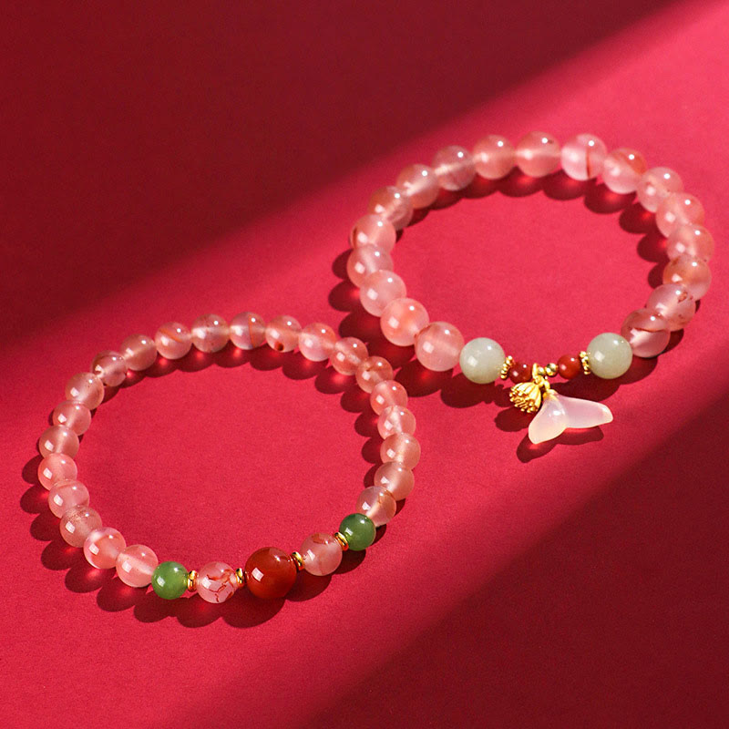 Buddha Stones Zuid-rode agaat vlinderorchidee Hetian jade Armband - image 5