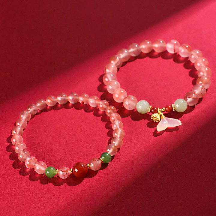 Buddha Stones Zuid-rode agaat vlinderorchidee Hetian jade Armband - image 5