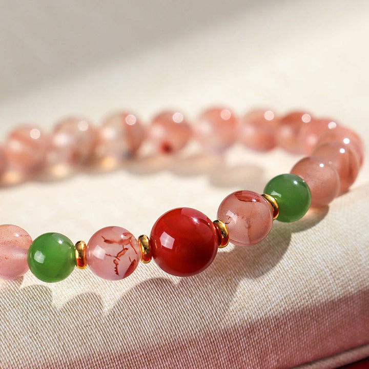 Buddha Stones Zuid-rode agaat vlinderorchidee Hetian jade Armband - image 13