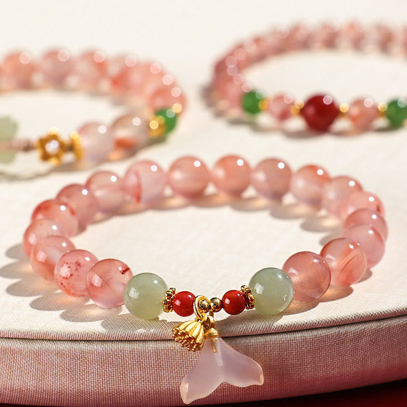 Buddha Stones Zuid-rode agaat vlinderorchidee Hetian jade Armband - image 0