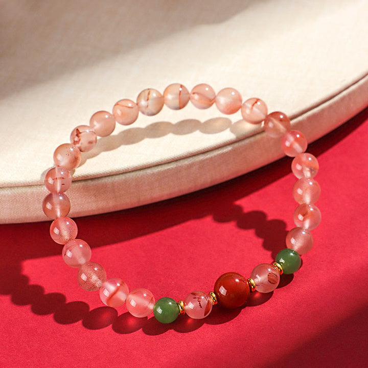 Buddha Stones Zuid-rode agaat vlinderorchidee Hetian jade Armband - image 9