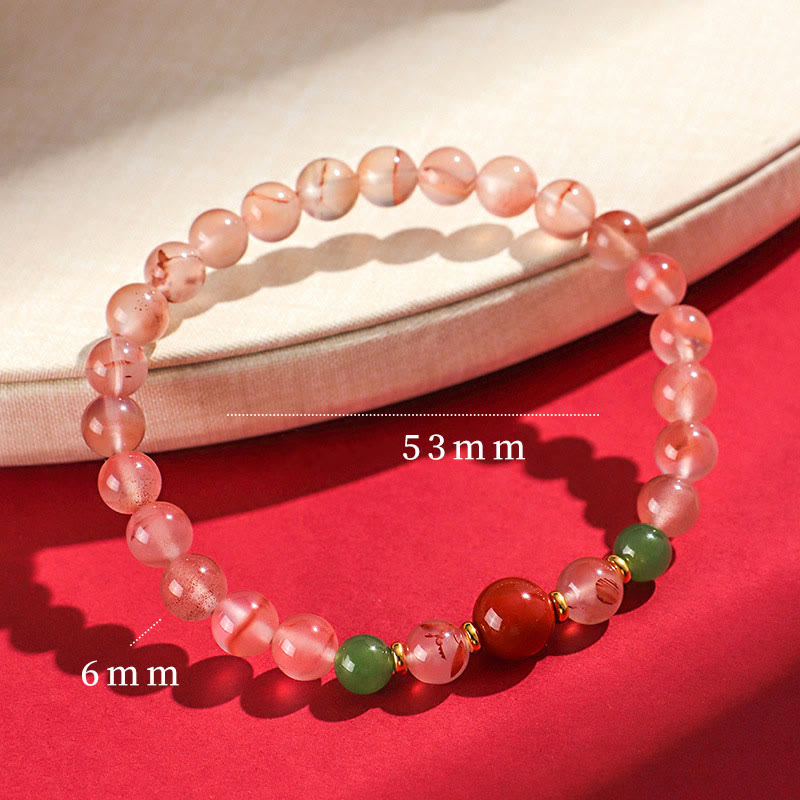 Buddha Stones Zuid-rode agaat vlinderorchidee Hetian jade Armband - Zuidrode agaat (Polsomtrek: 15-17 cm) - image 8