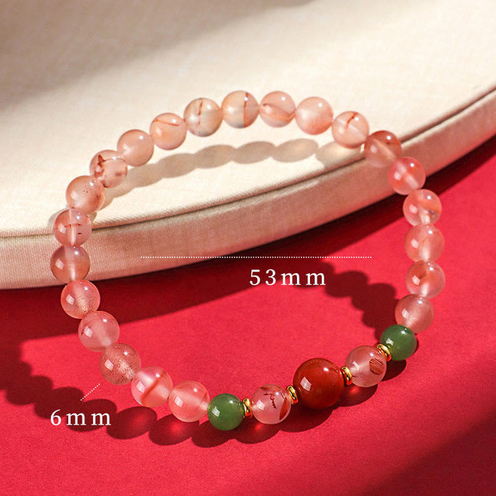 Buddha Stones Zuid-rode agaat vlinderorchidee Hetian jade Armband - Zuidrode agaat (Polsomtrek: 15-17 cm) - image 8