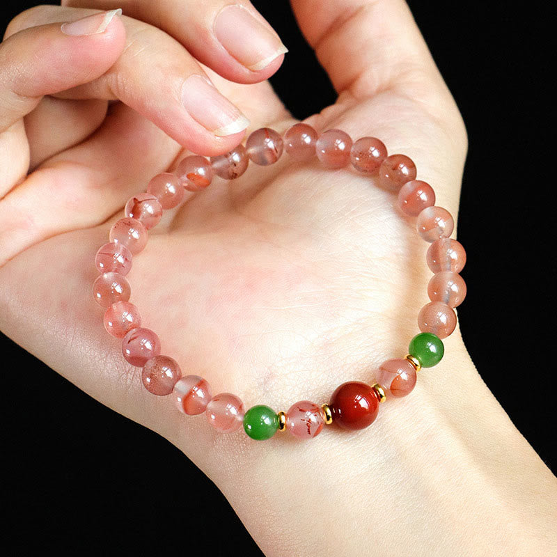 Buddha Stones Zuid-rode agaat vlinderorchidee Hetian jade Armband - image 12