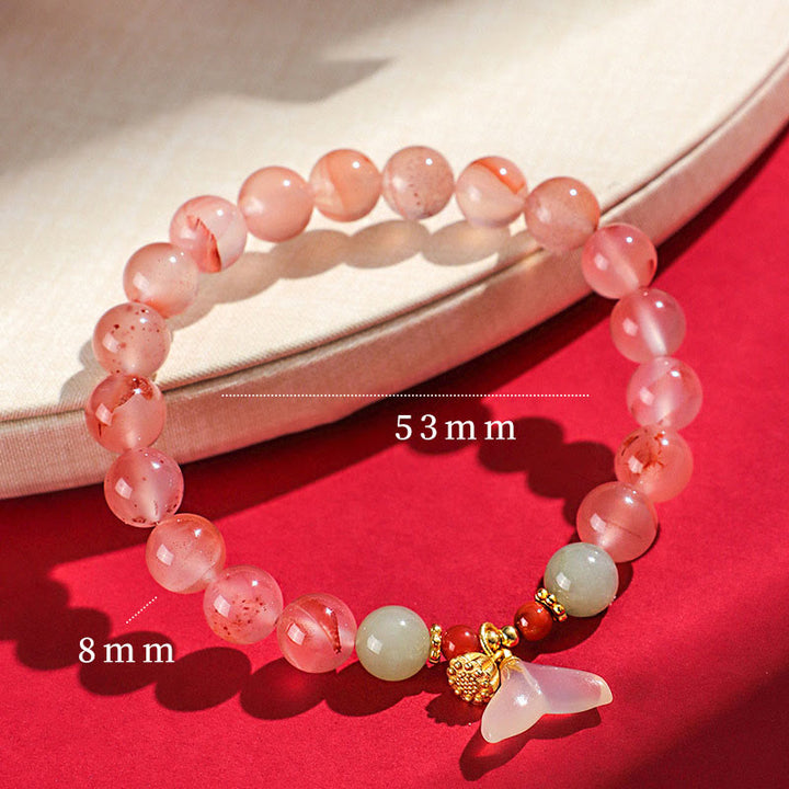 Buddha Stones Zuid-rode agaat vlinderorchidee Hetian jade Armband - Zuidelijke rode agaat, witte agaat (Polsomtrek: 15-17 cm) - image 1