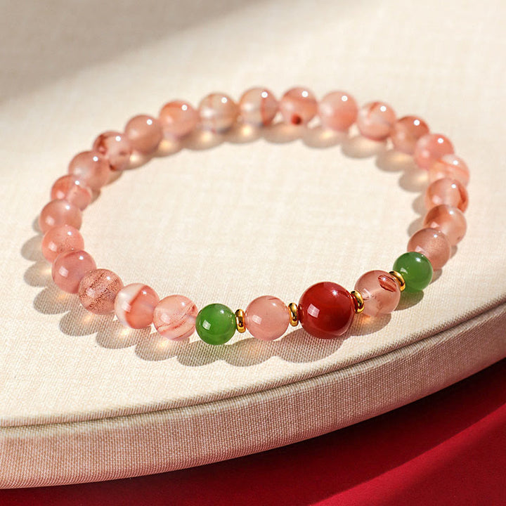 Buddha Stones Zuid-rode agaat vlinderorchidee Hetian jade Armband - image 10
