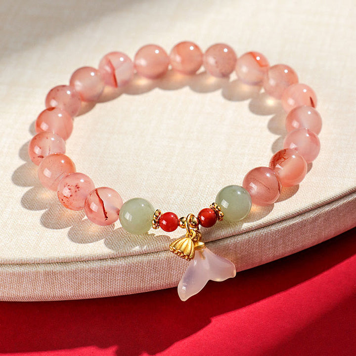 Buddha Stones Zuid-rode agaat vlinderorchidee Hetian jade Armband - image 3