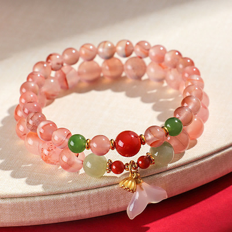 Buddha Stones Zuid-rode agaat vlinderorchidee Hetian jade Armband - image 4