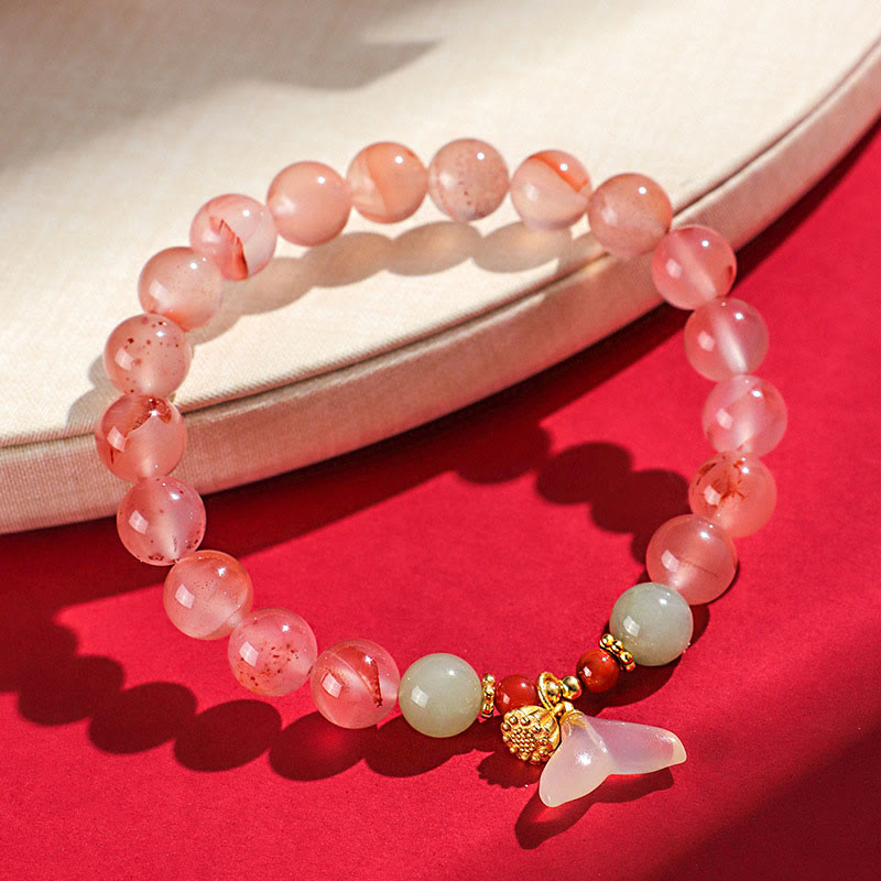 Buddha Stones Zuid-rode agaat vlinderorchidee Hetian jade Armband - image 2