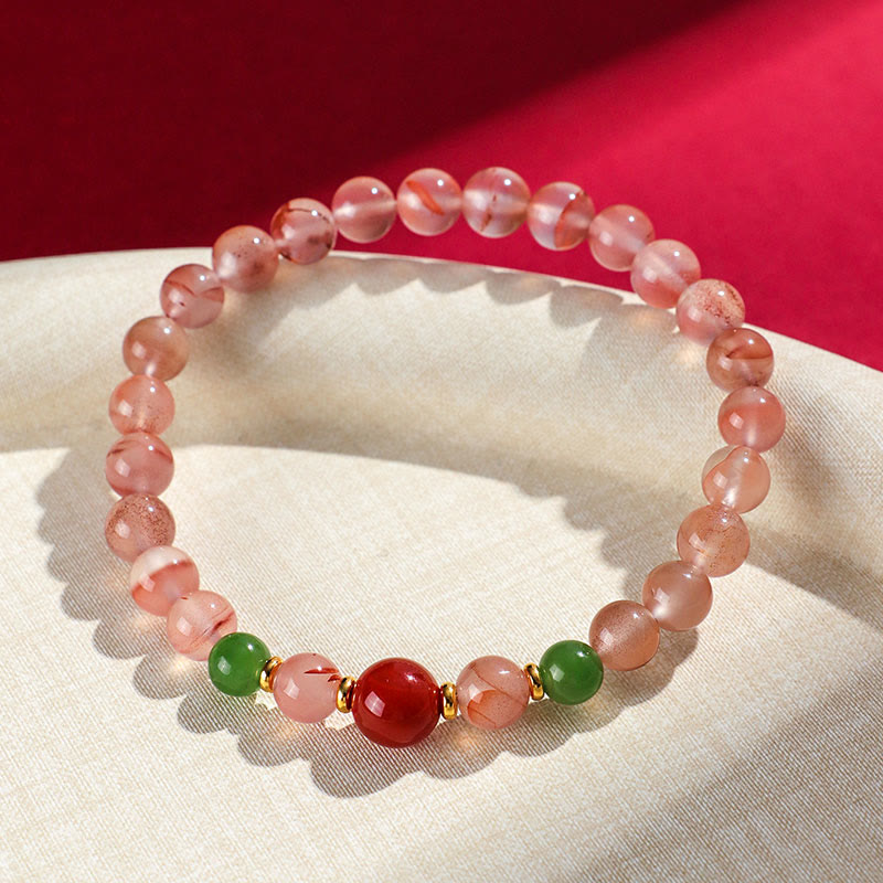 Buddha Stones Zuid-rode agaat vlinderorchidee Hetian jade Armband - image 11