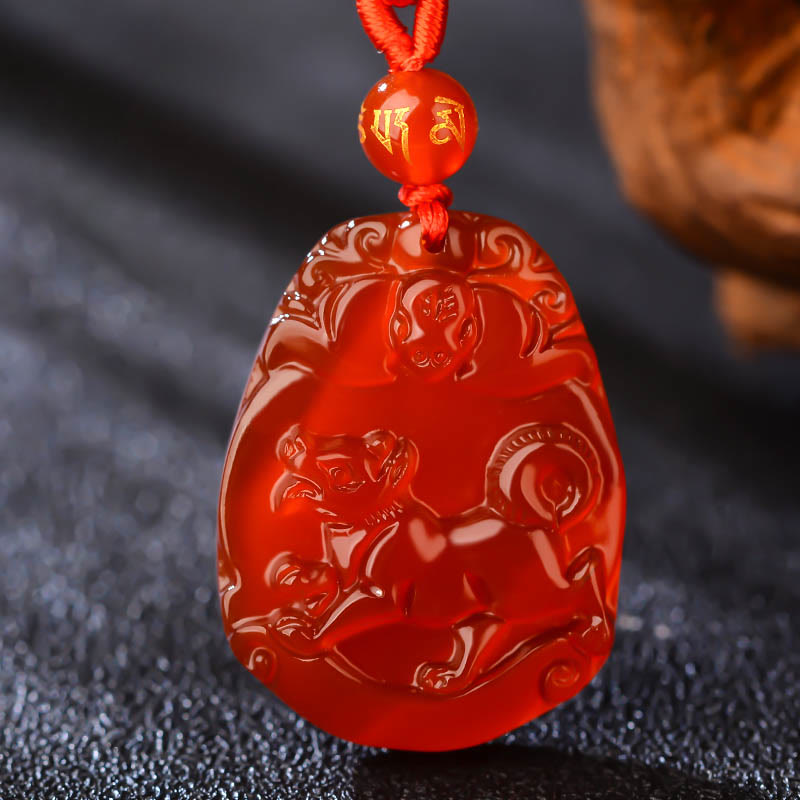 Buddha Stones Chinese dierenriem rode agaat kalme Ketting - Hond  - image 8